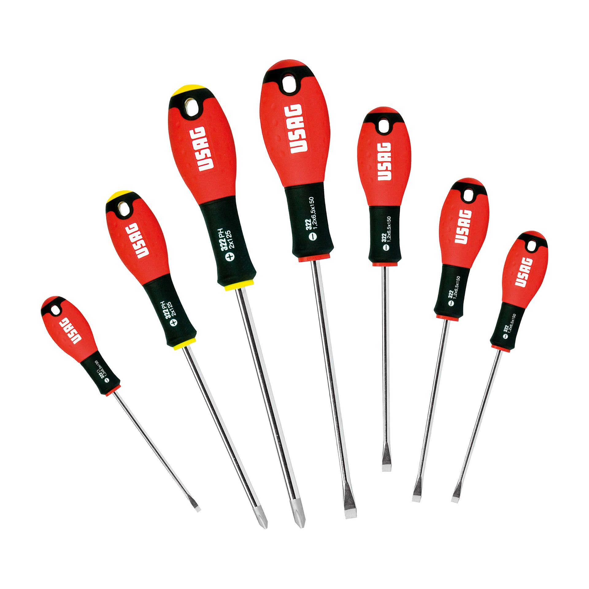 322 SH7 - Serie di 7 giraviti per viti con intaglio e impronta croce PHILLIPS® - Usag - U03220254 322 SH7 - Serie di 7 giraviti per viti con intaglio e impronta croce PHILLIPS® - Usag - U03220254